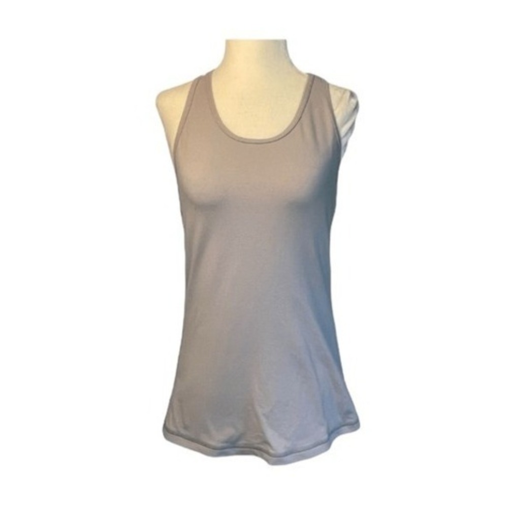 Lucy‎ Activewear Tank Top Gray White Mesh Back Panel Sleeveless Pull-Over M